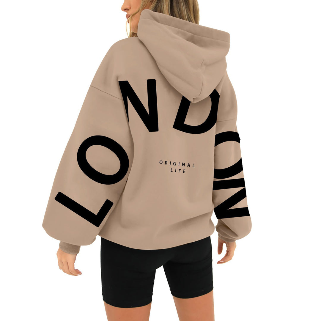 Kvinders oversized hoodie med trendy London print Skovae