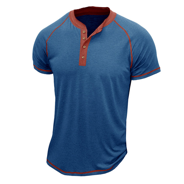 Herrer Kortærmet Henley-T-shirt med kontrastdetaljer og slidstærkt stof Stilla