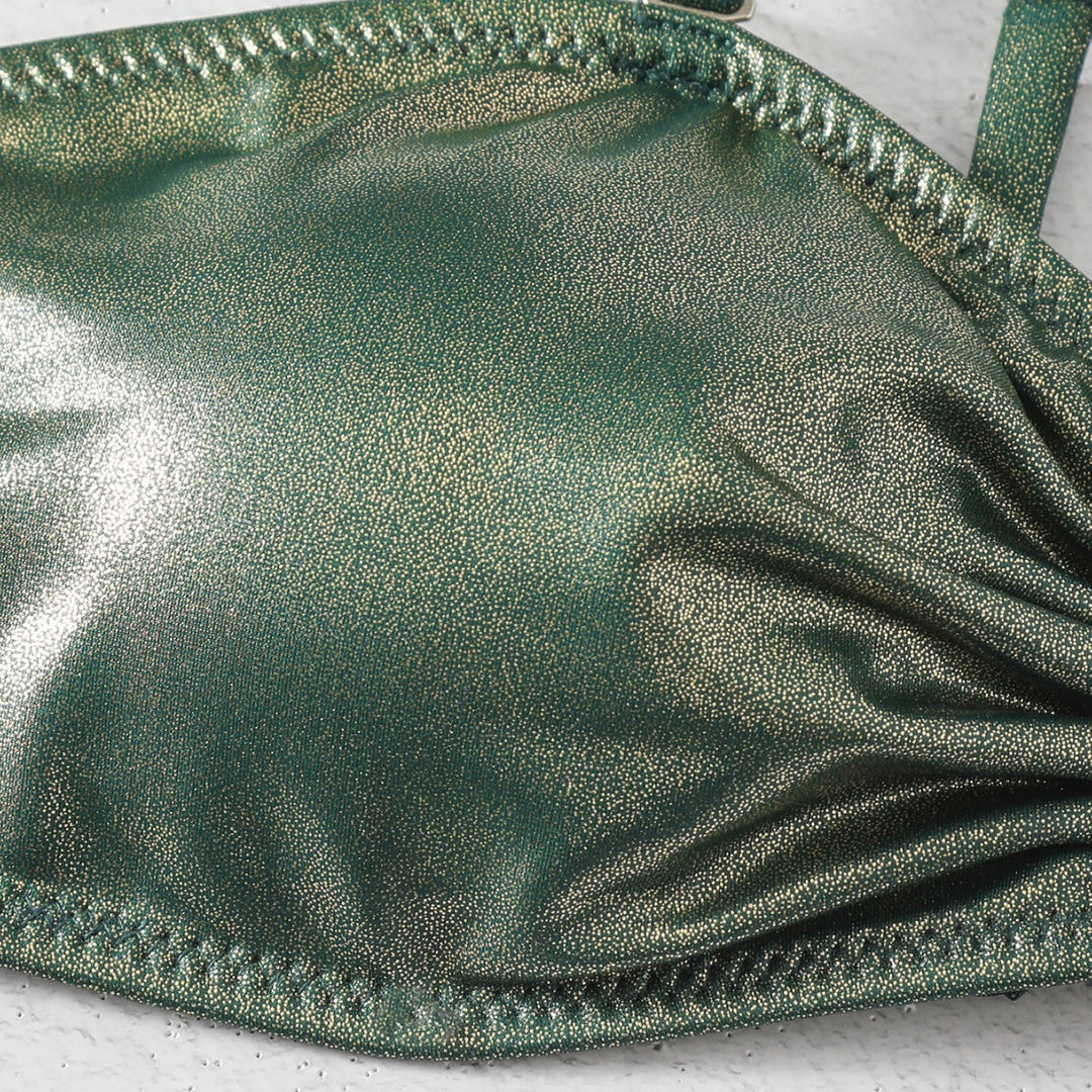 Dame Skinnende to-delt bikini med elegant udsmykning Skovae