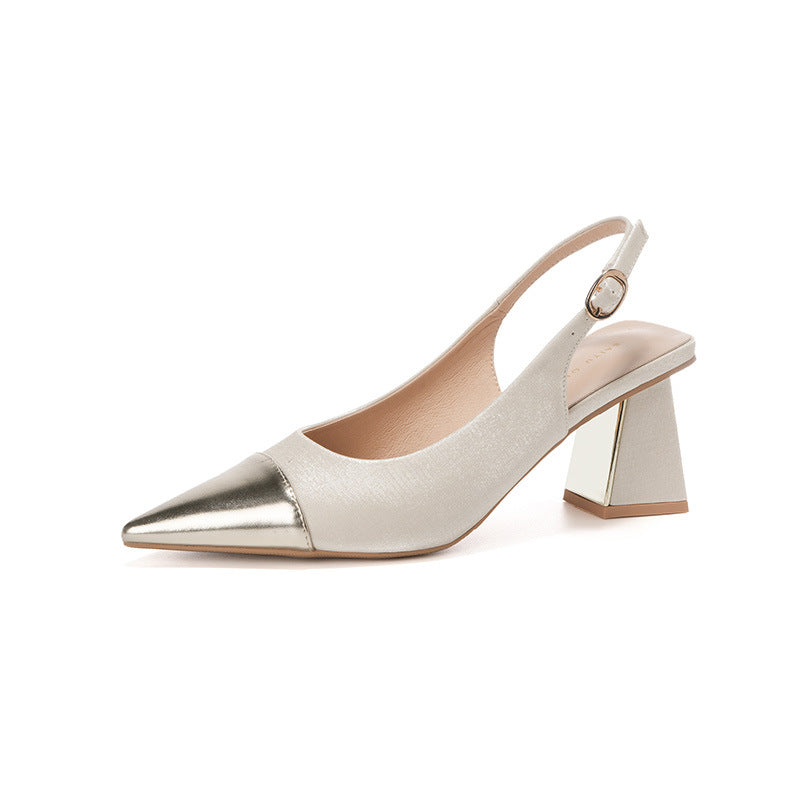 Dame spidse slingback-blokhæle med metalaccent Stilla