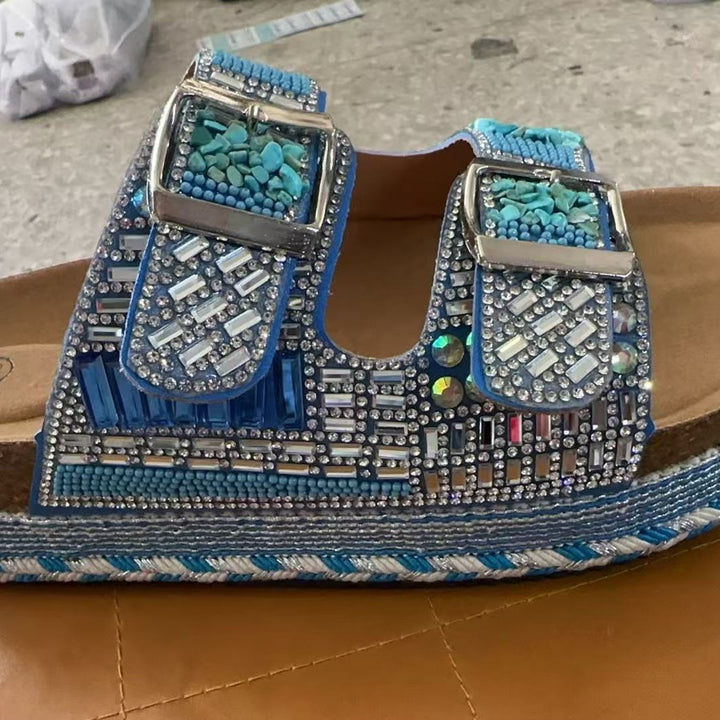 Dame platform-sandaler med eksklusiv dekoration Stilla