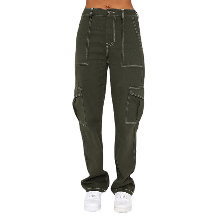 Dame Cargo Jeans med høje lommer og stående syninger Stilla