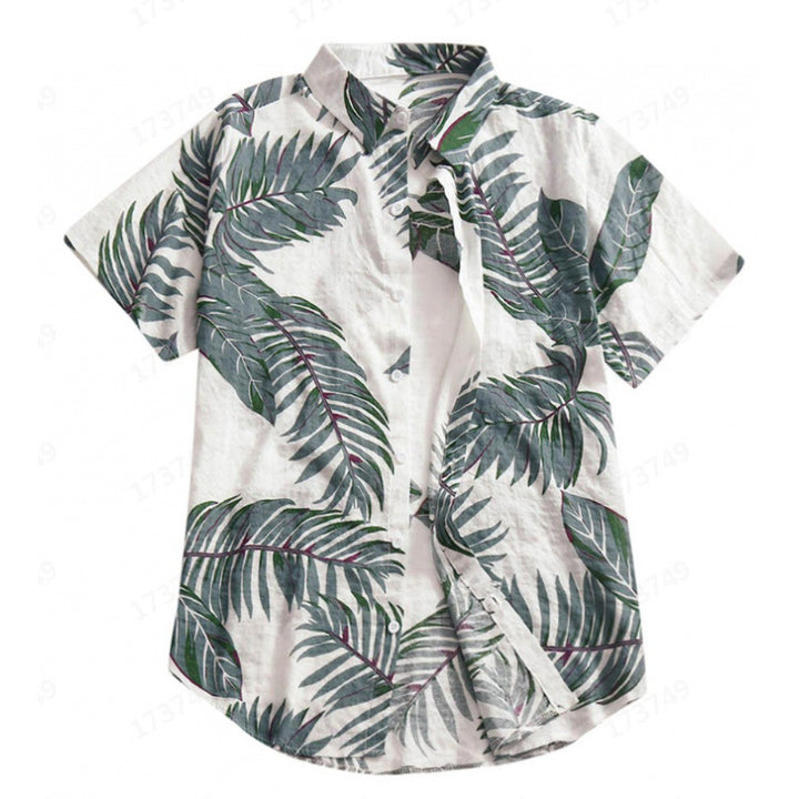 Herren Tropical Leaf Print Fritidstrøje Stilla