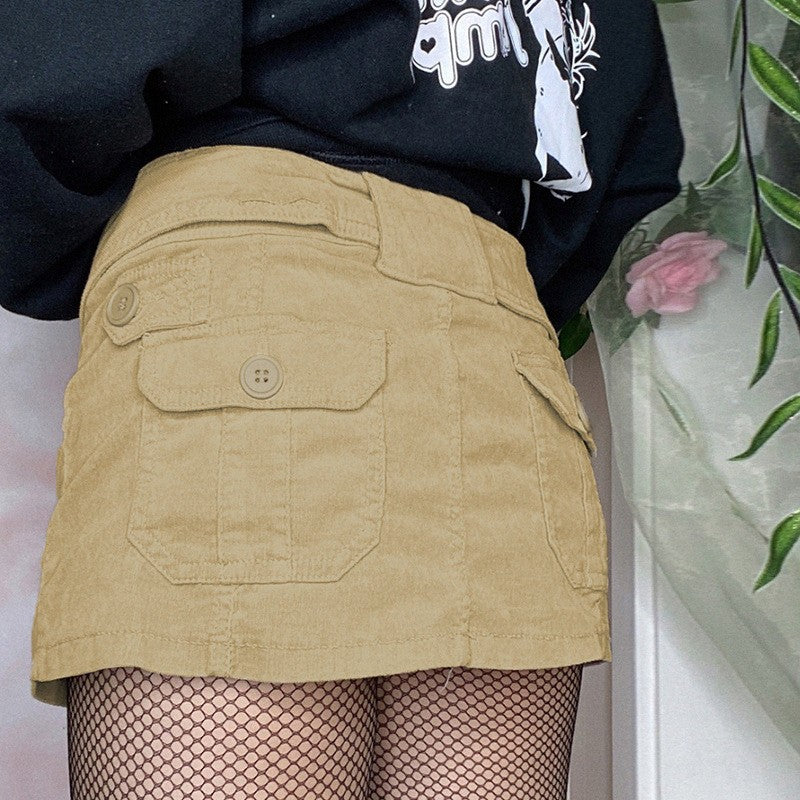 Dame mini skirt med praktisk lomme-design og justerbart bælte Stilla