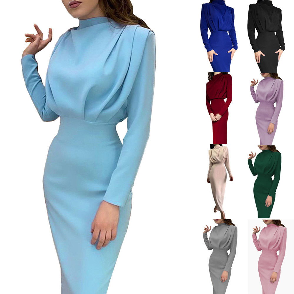 Damer Elegant Maxikjole med asymmetrisk Udsnit og Rynker Stilla