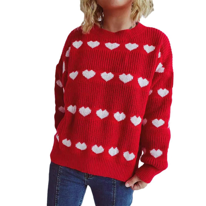 Kvinders hyggelige sweater med romantisk hjerte mønster Stilla