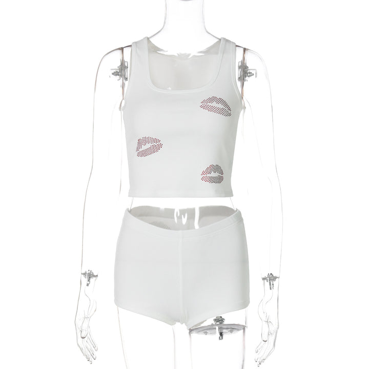 Dame Sporty Crop Top og Shorts Sæt med Glimmerdetaljer Stilla