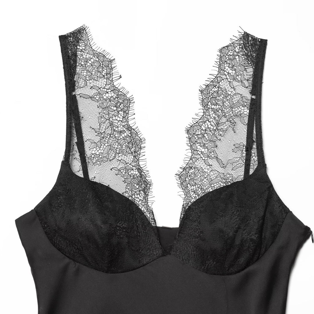 Dame elegant Camisole-top med blondeindlæg og kvalitetsstof Skovae