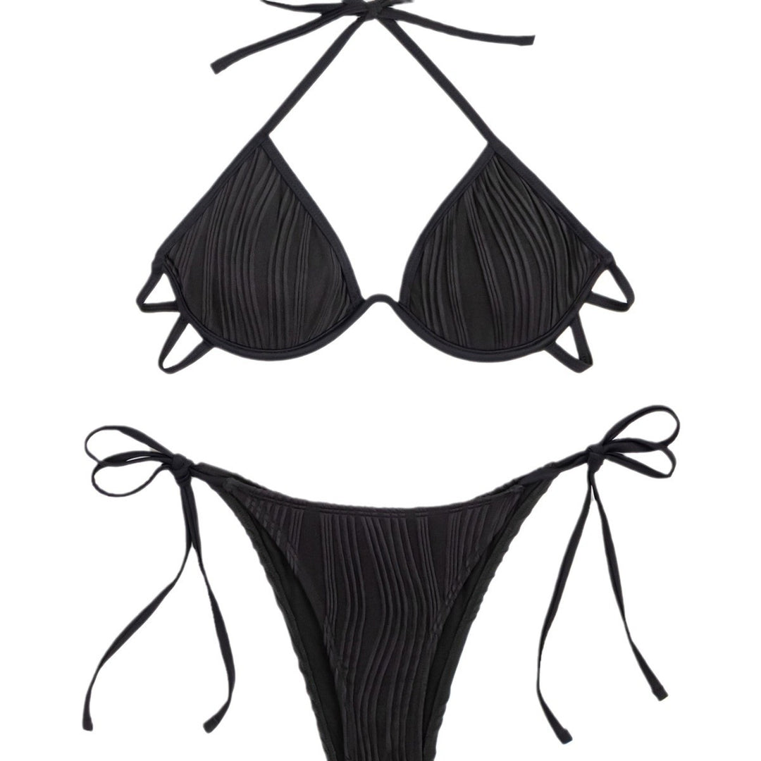 Dame Triangel-Bikini-Sæt med raffinerede flæsedetaljer og justerbare stropper Stilla