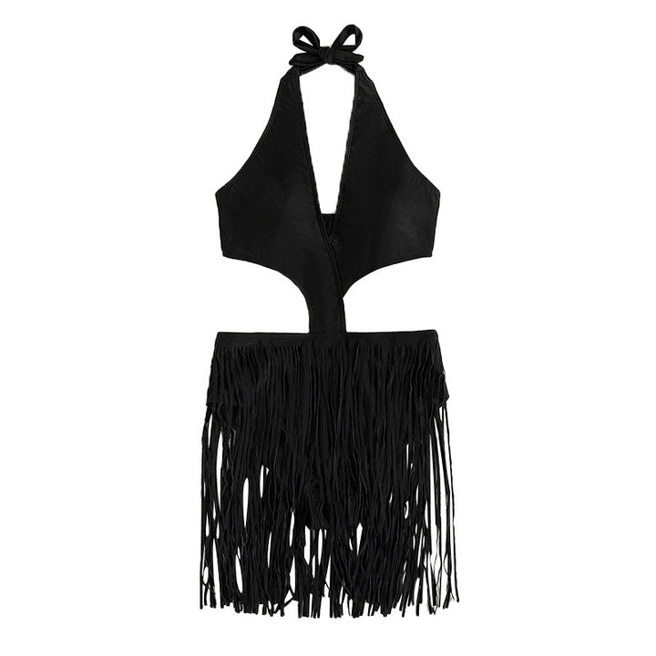 Dame one-piece badedragter med fashionable frynsekjole Skovae