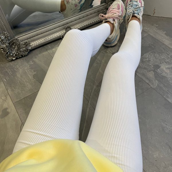 Dame Høj Kvalitet Ribbet Design Leggings med Høj Talje Skovae
