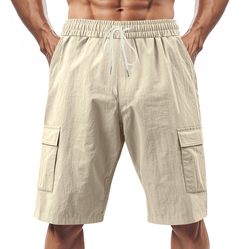 Herrer Cargo-shorts med elastisk talje og funktionelle lommer Stilla