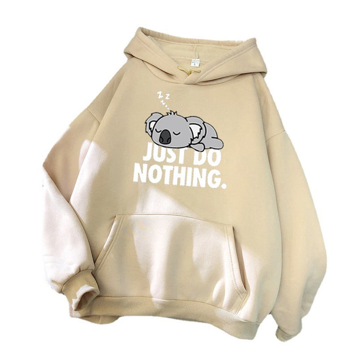 Dame hoodie med legende koala design og motiverende tekst Skovae