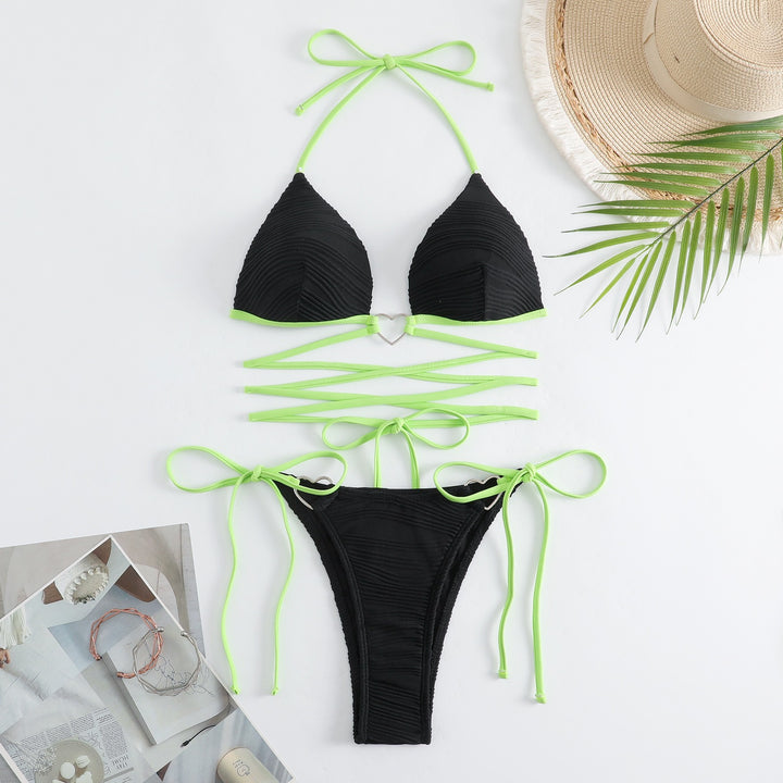 Dame Hjerte-Detalje Trekant Bikini Sæt Stilla