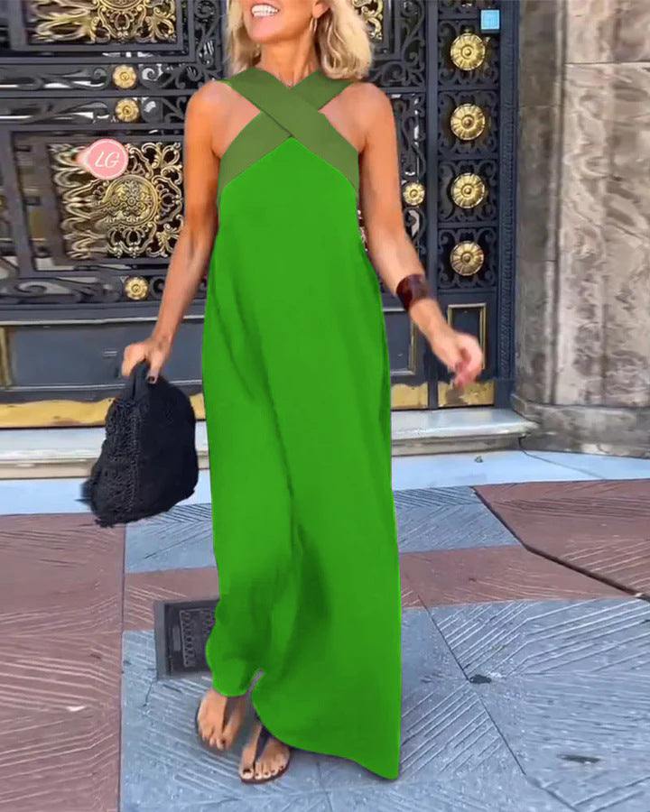 Dame Maxikjole med moderne X-bånddesign Stilla