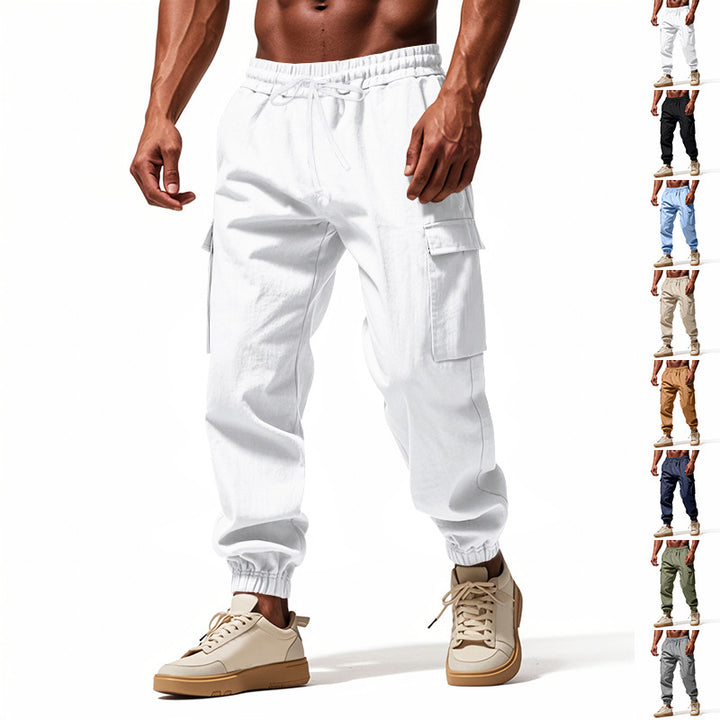 Herrer nan konisk skrånende joggere i utilitarisk stil med elastisk talje, snøre og klaplommer Skovae
