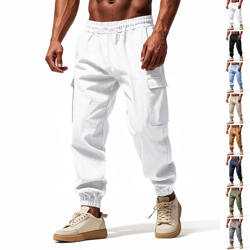 Herrer nan konisk skrånende joggere i utilitarisk stil med elastisk talje, snøre og klaplommer Skovae