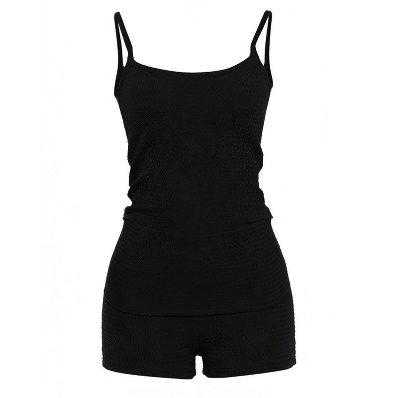 Damen Lässiges Oberteil und Shorts Set mit feinem Strukturdesign Skovae