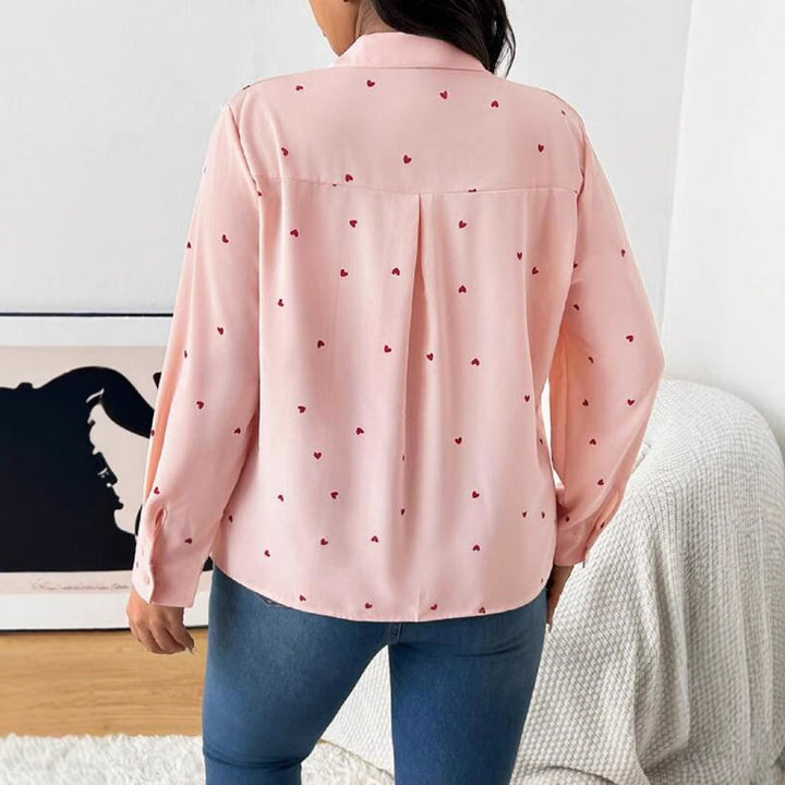 Dame bluse med hjerter mønster Stilla