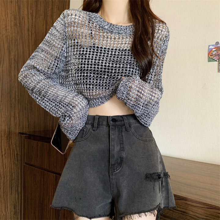 Kvindernes mesh sweater med trendy crop design Stilla