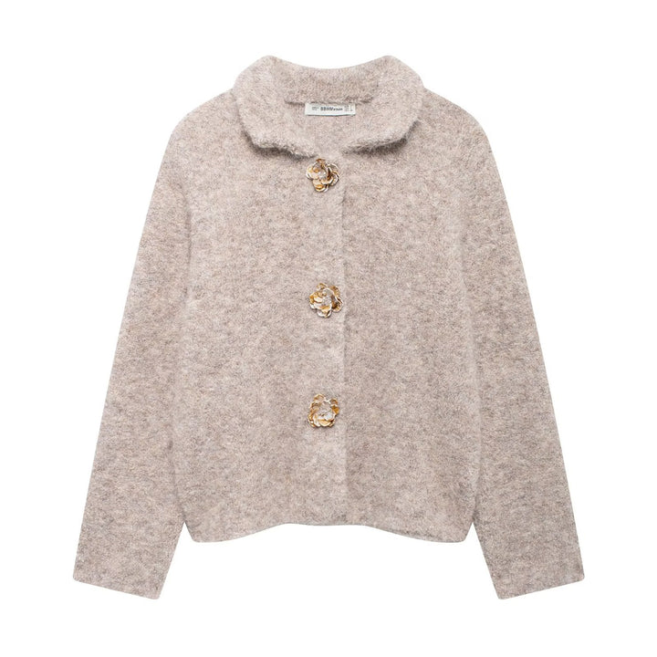 Kvinders Cozy Fleece Jakke med Elegant Knaplukning Stilla