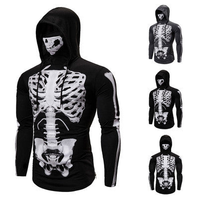 Herrer Grafik Langærmet Hoodie med Skelettryk Stilla