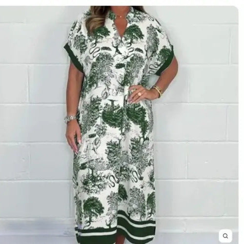 Stilla | Printed-Dress Sommer Trykt Løs Kortærmet Kjole