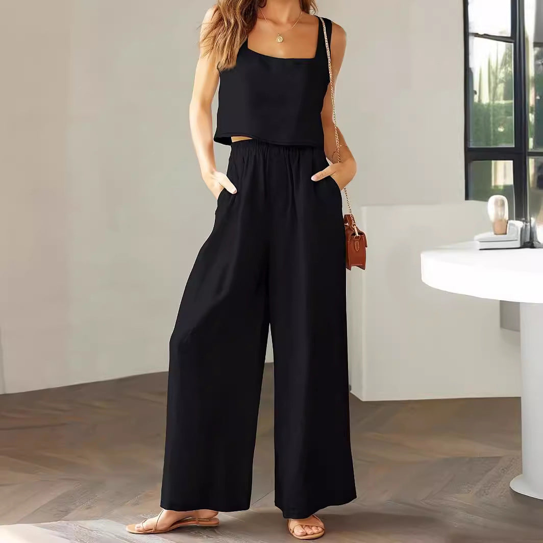 Dame sæt med cropped top og løstsiddende bukser Stilla