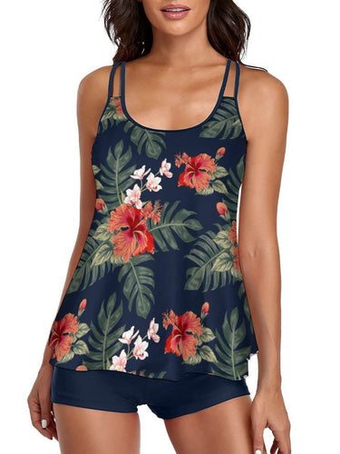Dame Tankini med blomsterprint og justerbare stropper Skovae