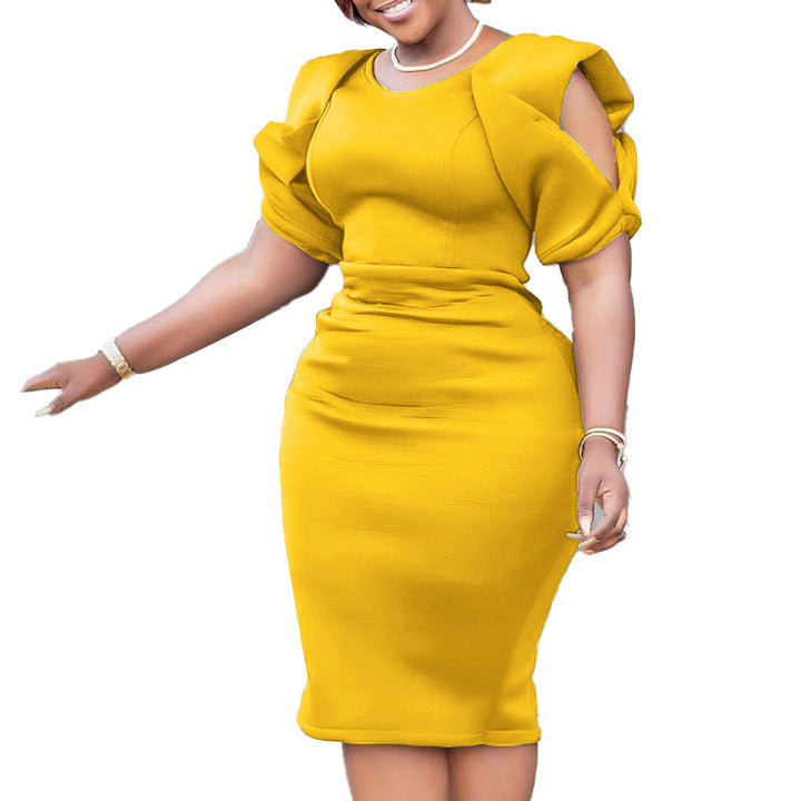 Dame Bodycon Kjole med strukturerede Puffærmer og elegant Design Stilla