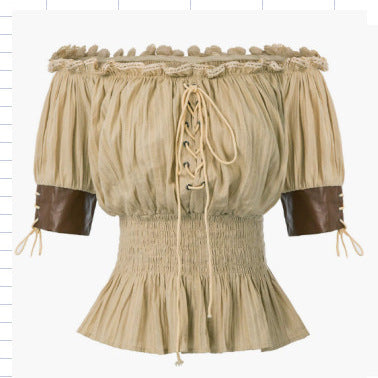 Dame Trendy Off-Shoulder Overdel med Rynke og Kontrastærmer Stilla