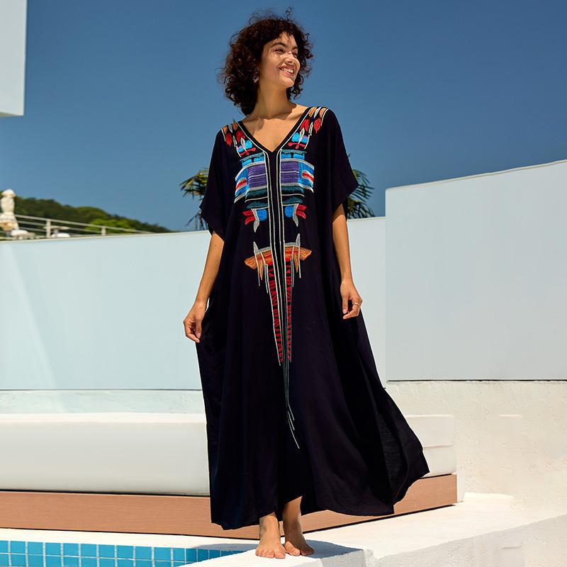 Dame kaftan med kunstnerisk farvesyning Stilla