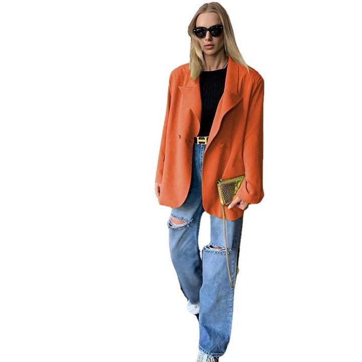 Dame Oversized Blazer med dobbelte knaplukninger og blød berøring Stilla