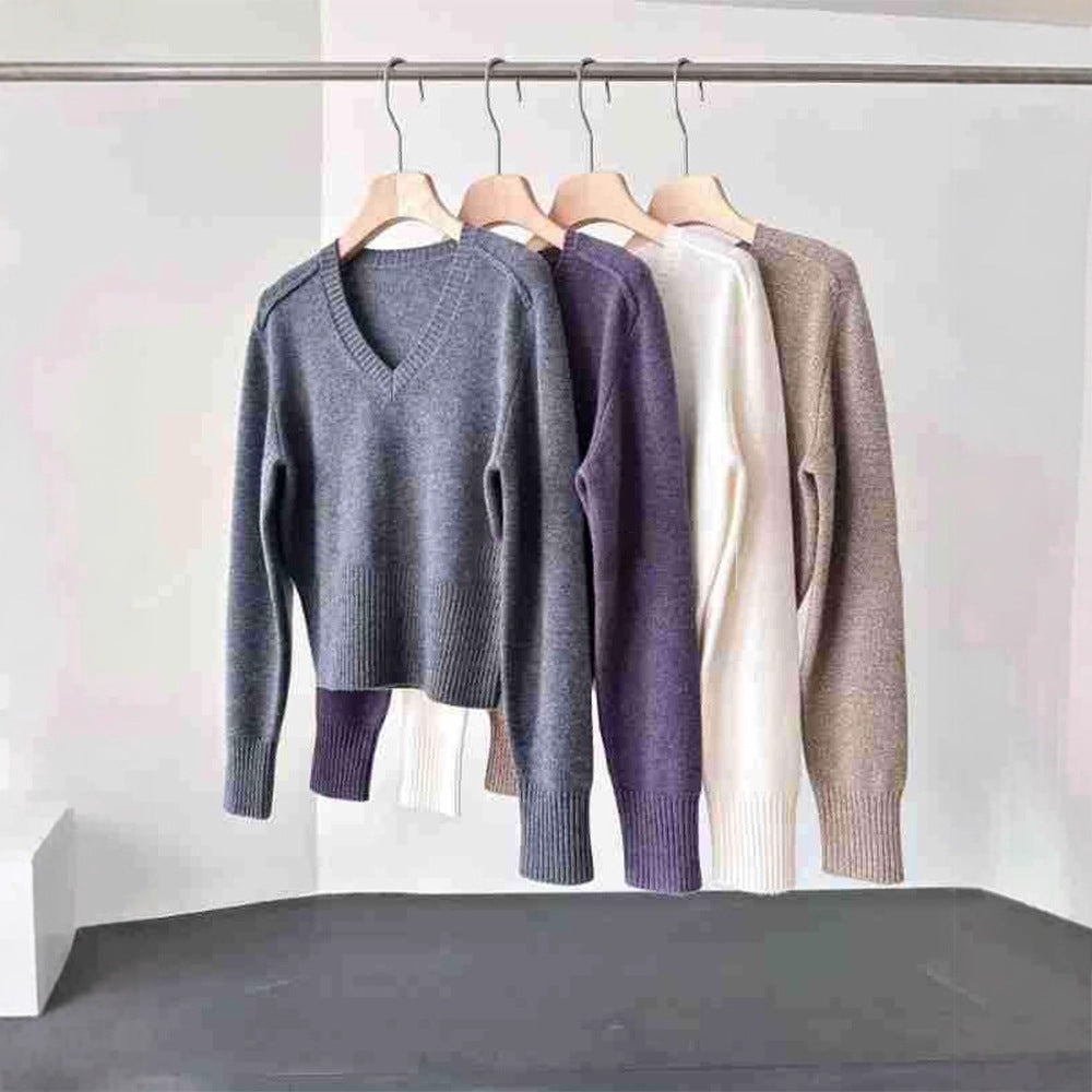 Damer fin V-hals sweater lavet af høj kvalitet uld Stilla