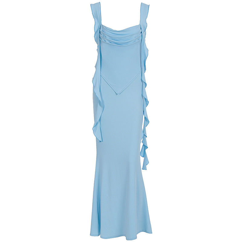 Damer Elegant Maxi-kjole med asymmetriske flæsedetaljer og dyb V-udskæring Skovae