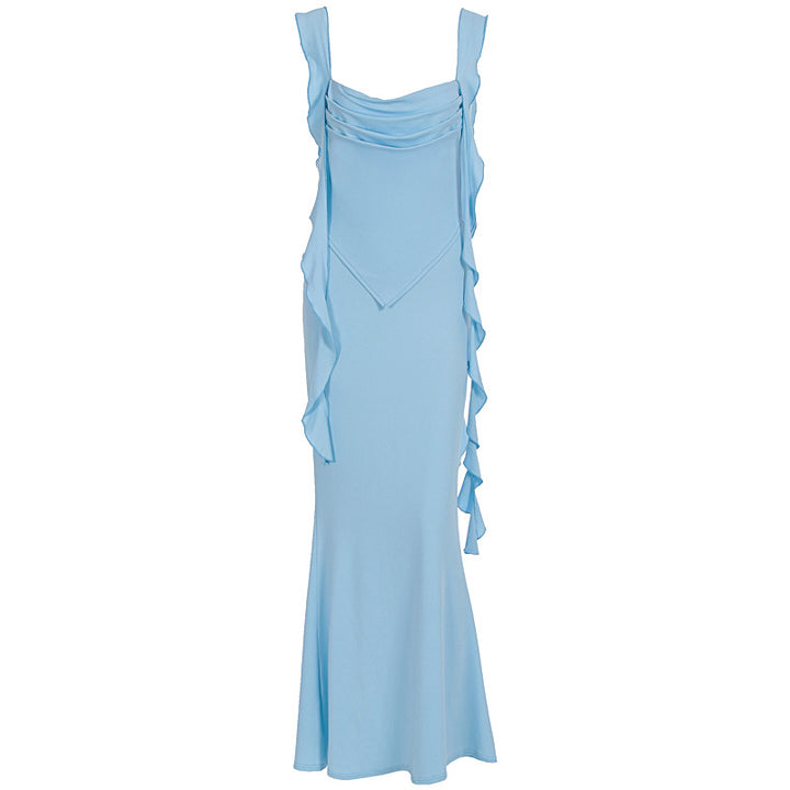 Damer Elegant Maxi-kjole med asymmetriske flæsedetaljer og dyb V-udskæring Skovae