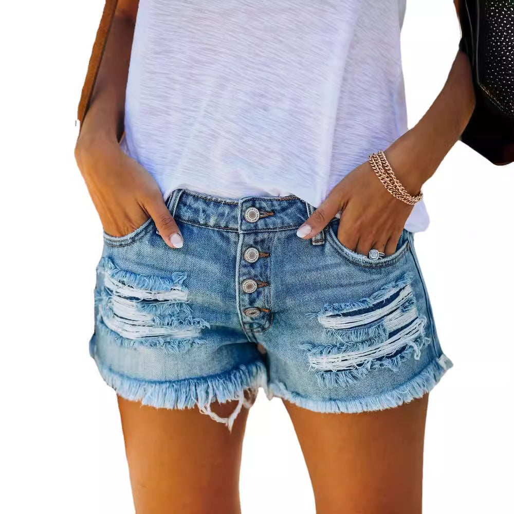 Dame shorts i ødelagt design Skovae