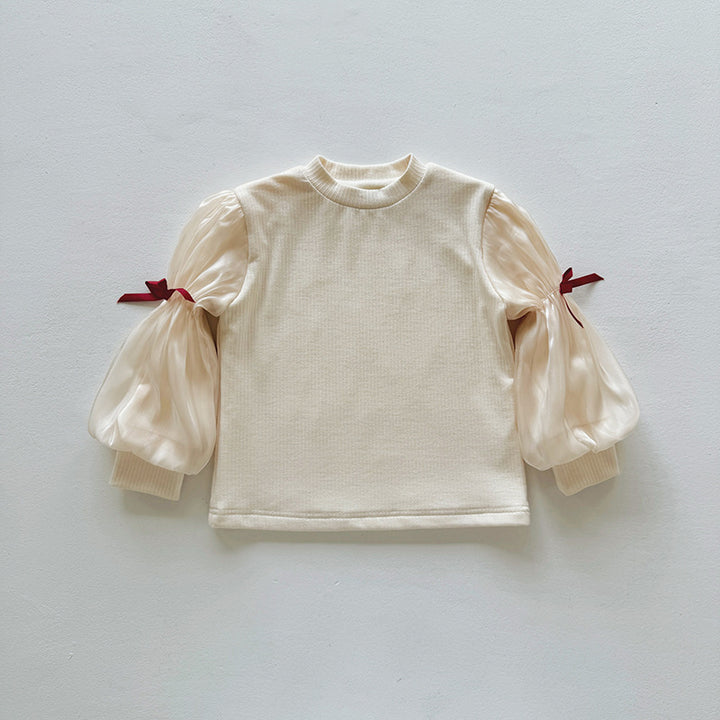 Pige Elegant Puffærmet-top med Satin-detaljer Stilla