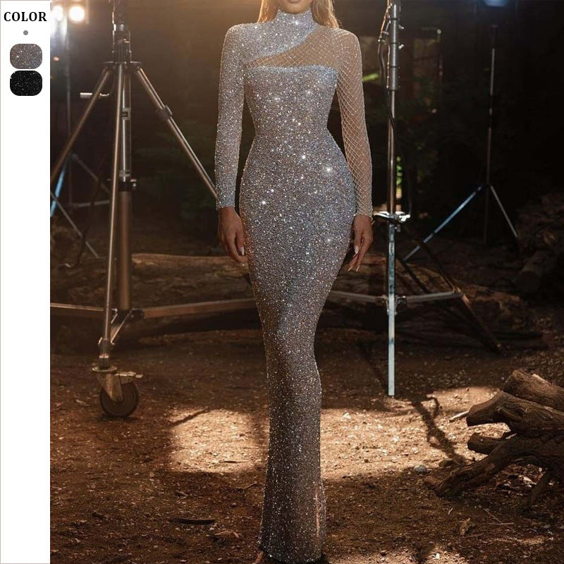 Dame Glamourøst Bodycon-aftenkjole med glitrende rhinestones Stilla