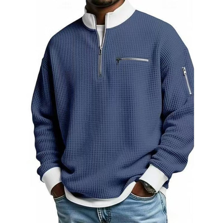 Mænds sweatshirt med høj krave og praktisk lynlås Skovae