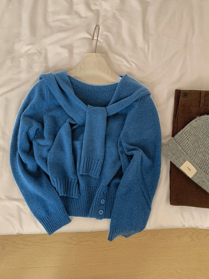 Damer elegant sweater med aftagelig krave Stilla