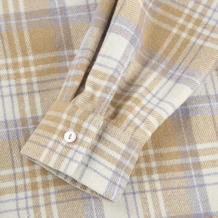 Dame flannel skjortejakke i afslappet oversized stil med ternet design Stilla
