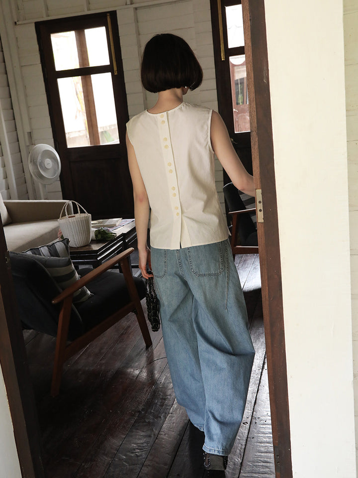 Dame stilfuld ærmeløst top med elegant draperingselement Stilla