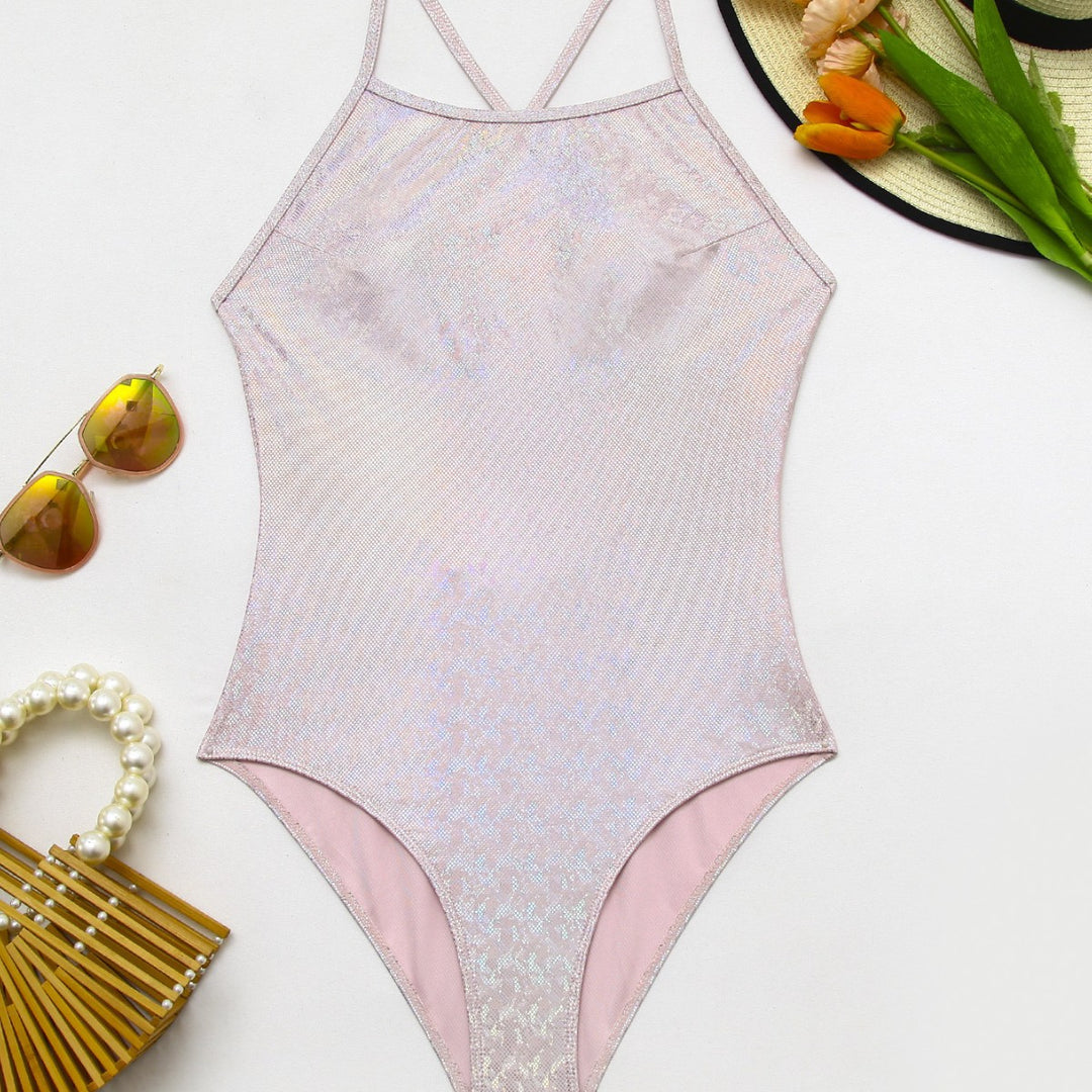 Dame one-piece badesuit med skinnende finish Skovae