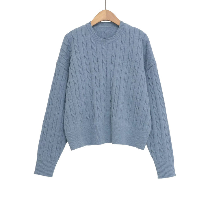 Damer strikpullover med klassisk fletmønster Stilla
