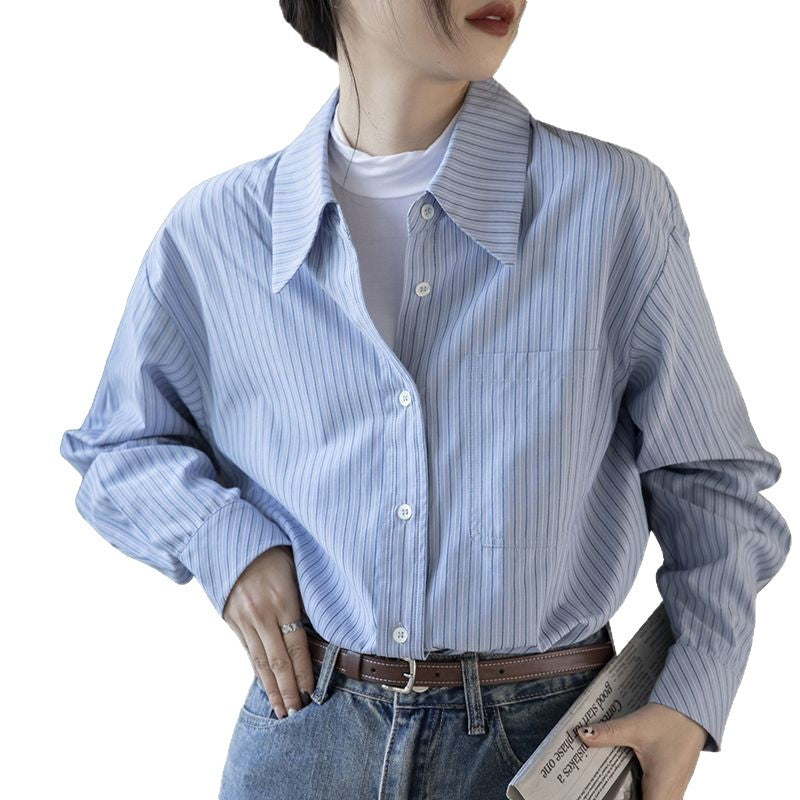 Damer casual skjorte bluse med fine striber Stilla