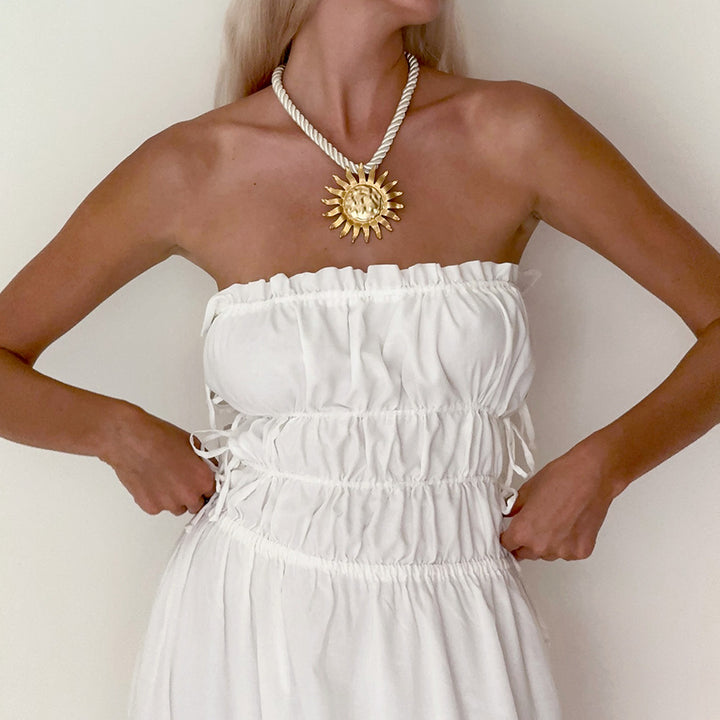 Dame Maxi-kjole med off-shoulder design og elastisk taljehæk Stilla
