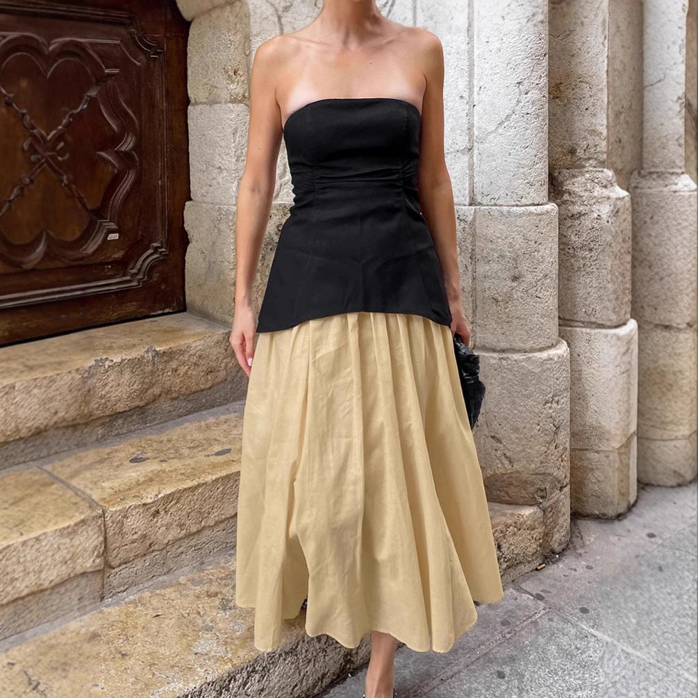 Dame Bustier-top og Maxiskirt sæt med elegant design Stilla