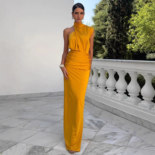 Dame aftenkjole med elegant draperingsdesign Stilla