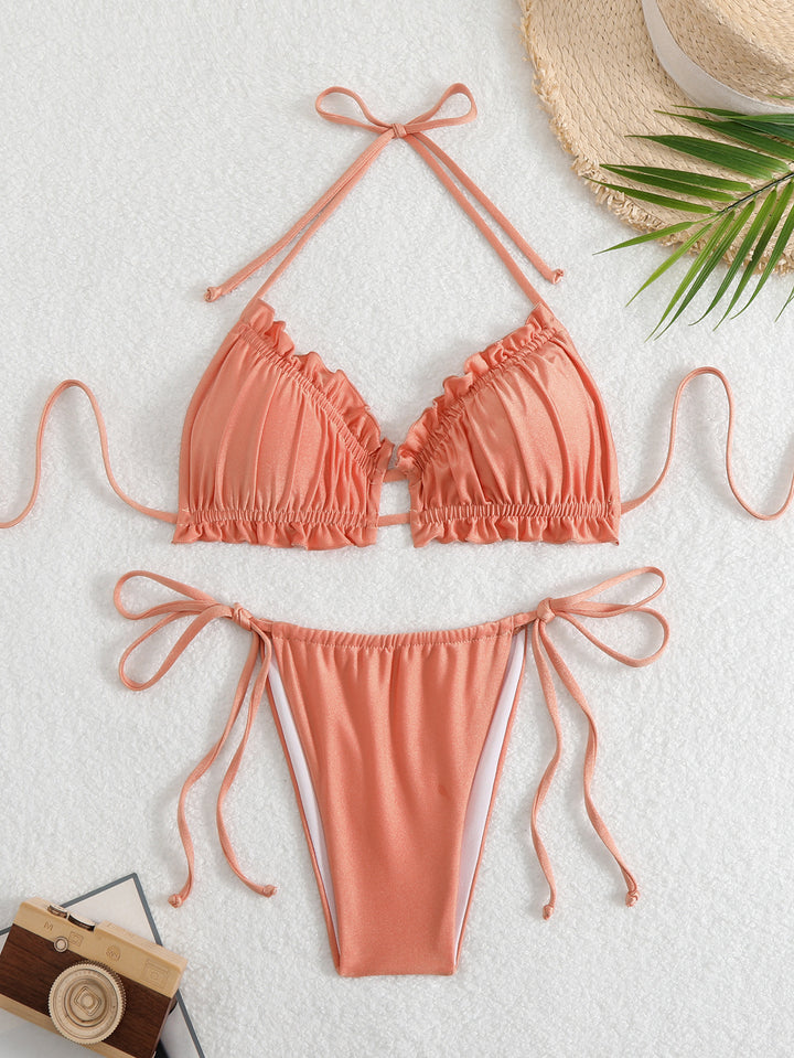 Dame Rüschen-bikini med justerbare stropper Skovae